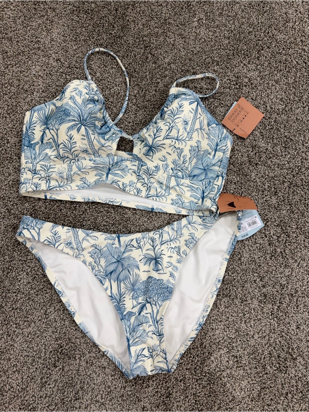 Women’s Blue Botanical Print Bikini Set